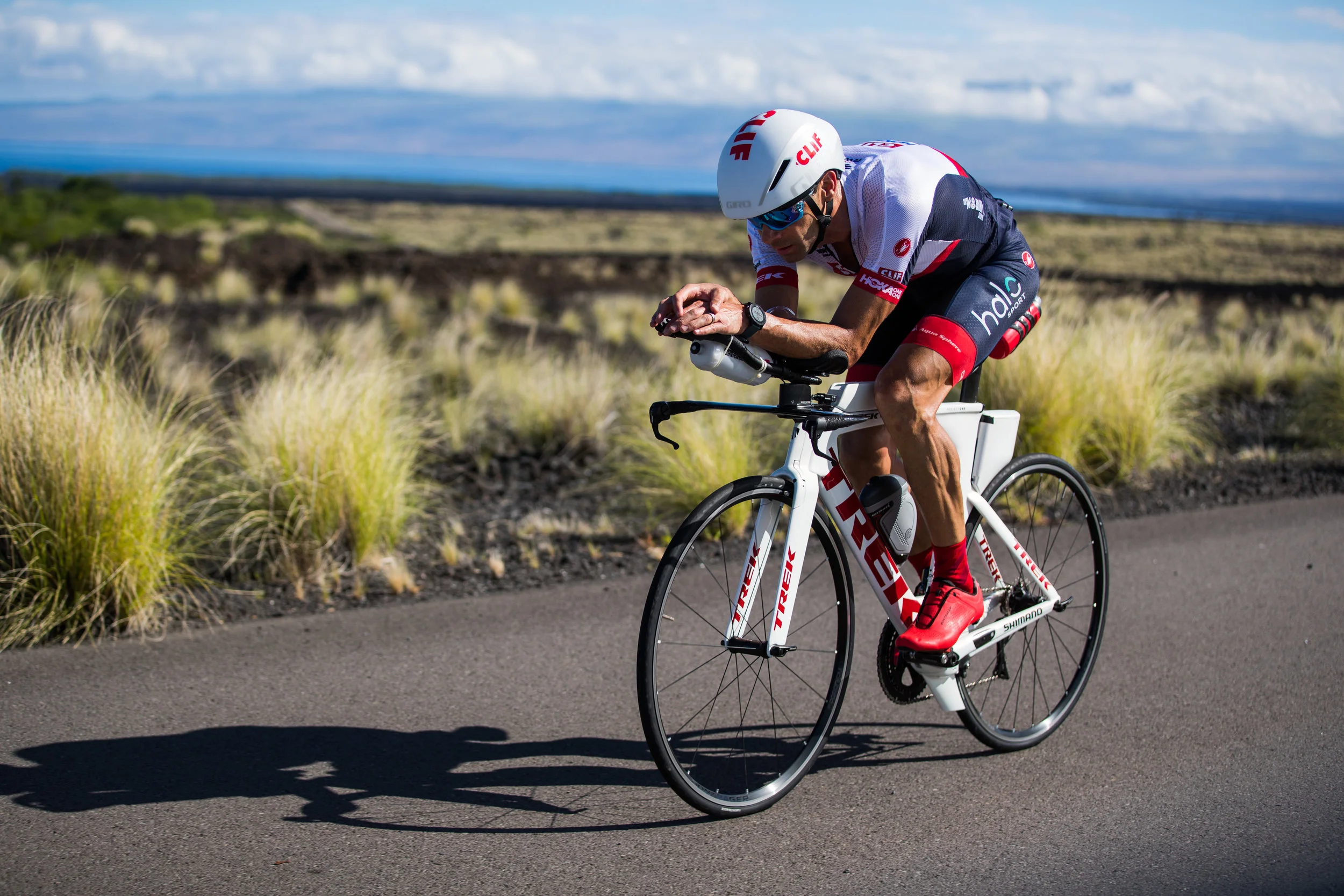 Tim cycling the Kona lava fields